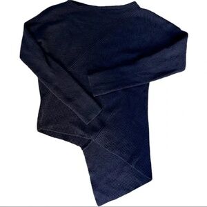 Brochu Walker Asymmetrical Boat Neck Navy Sweater